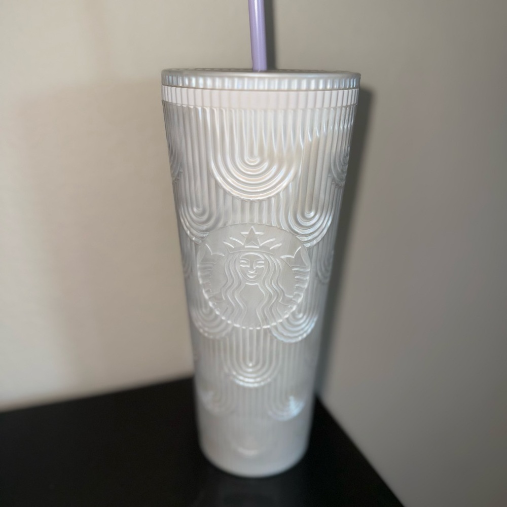 Starbucks Pearl White Cold Cup with Straw